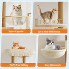 Cat Tree With Litter Box Enclosure Multi Level Cat Tower Hidden Litter Box Furniture Large Plush Top Perch Sisal Scratching Posts Cat Condo And Hammock For Indoor Cats Living Room