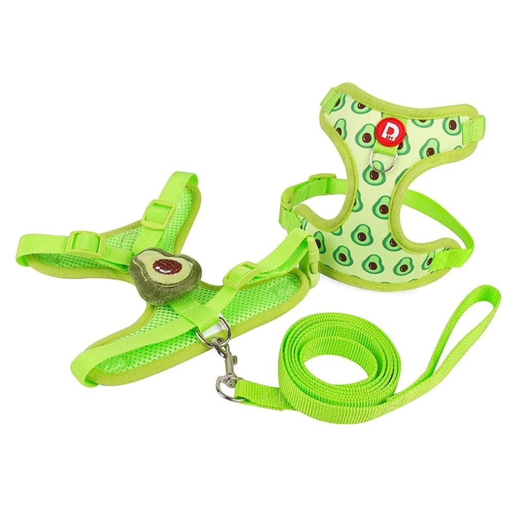 Mincy Pets Fruit Print Soft Harness & Leash Set product photo.