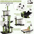 71.3 Tall Cat Tower with Panda Design: Spacious Kitty Condo, Sisal Scratching Post, Hammock, and Multi-Level Platforms