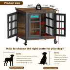 Dog Crate Furniture with Casters