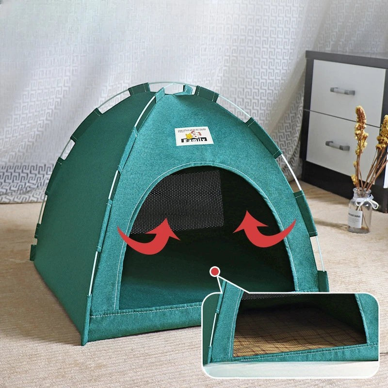Foldable Pet Tent with Cooling Mat