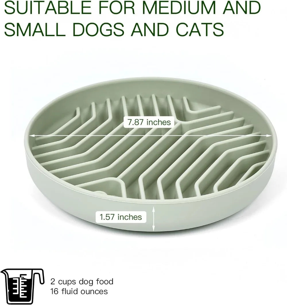 Slow Feeder Dog Bowls, Puzzle Silicone with Suction Cups, Anti-Choking, Non-Slip, Reduces Boredom & Anxiety for Medium to Small Dogs & Cats