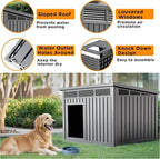 Large Dog House Outdoor Indoor Weatherproof Removable Roof Gray 42.9x32.9x31.6in