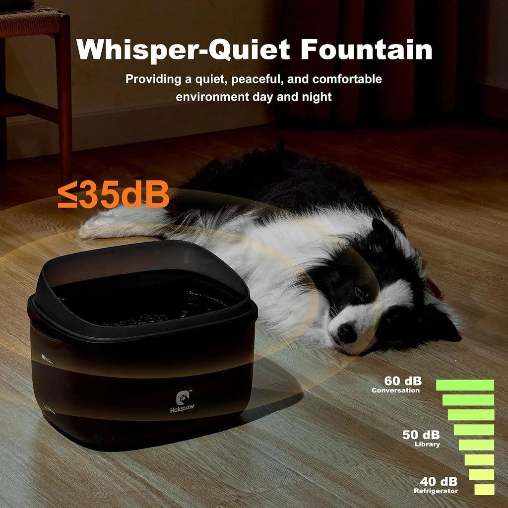 2.1Gal/8L Dog Water Fountain, No-Spill Automatic Pet Water Dispenser for Large Dogs & Cats, Ultra Quiet Pump with 3 Filters, Black