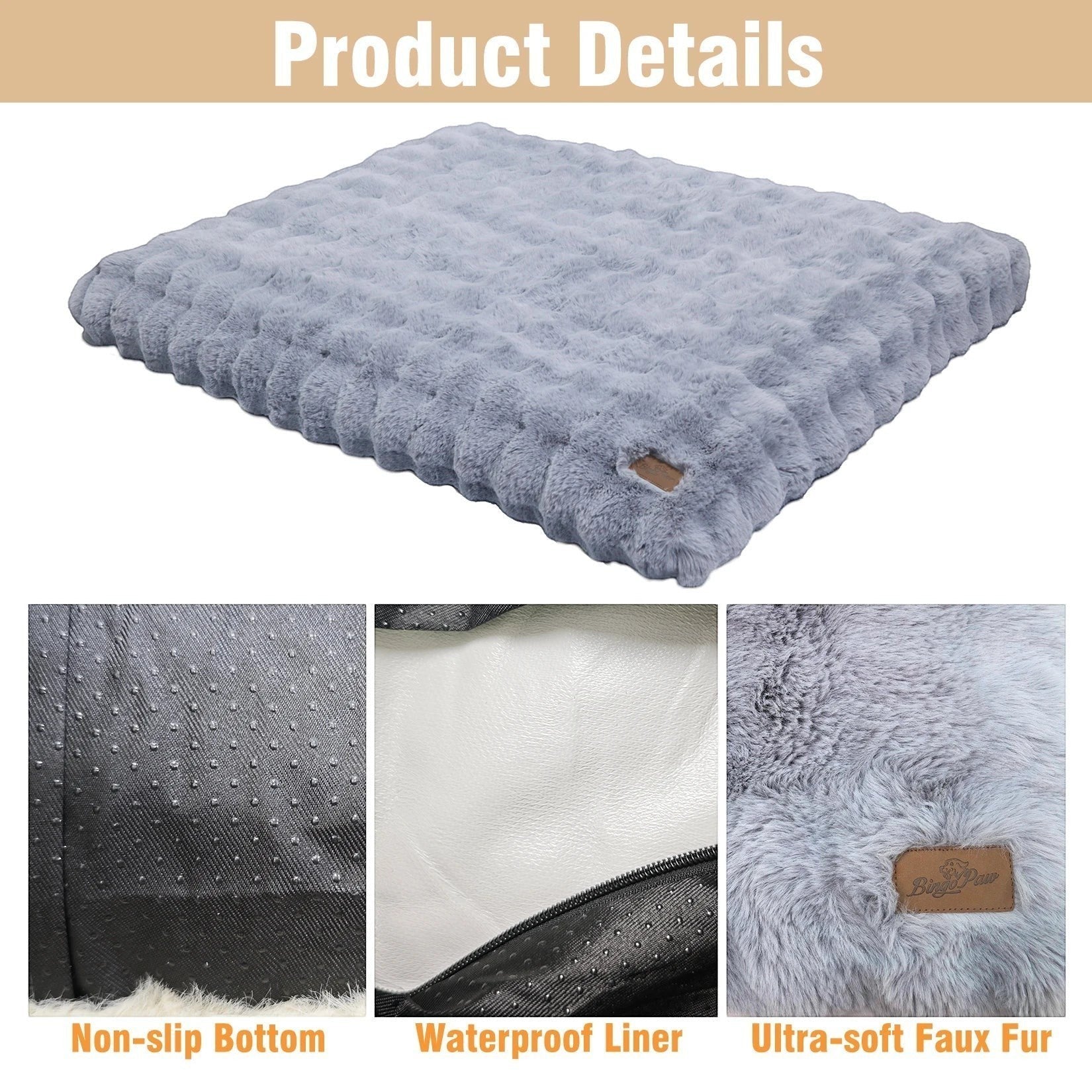 Mincy Pets Plush Dog Bed: Waterproof-Lined Foam Mat product photo.
