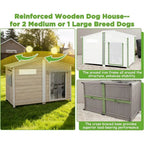 Extra Large Weatherproof XL Wooden Dog House for Small to Large Dogs with Metal Roof and Reinforced Base