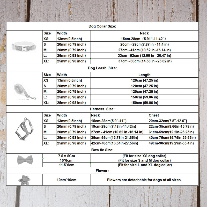 Custom Design Logo Cotton Pet Accessories Personalized Dog Collar Leashes Harness Bow Set Manufacturers Grid13-02