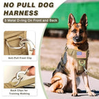 Service Dog Vest and Leash SetHeavy Duty Tactical Dog Harness with Metal Buckles for Sized Dogs Adjustable No-Pull Dog Harness