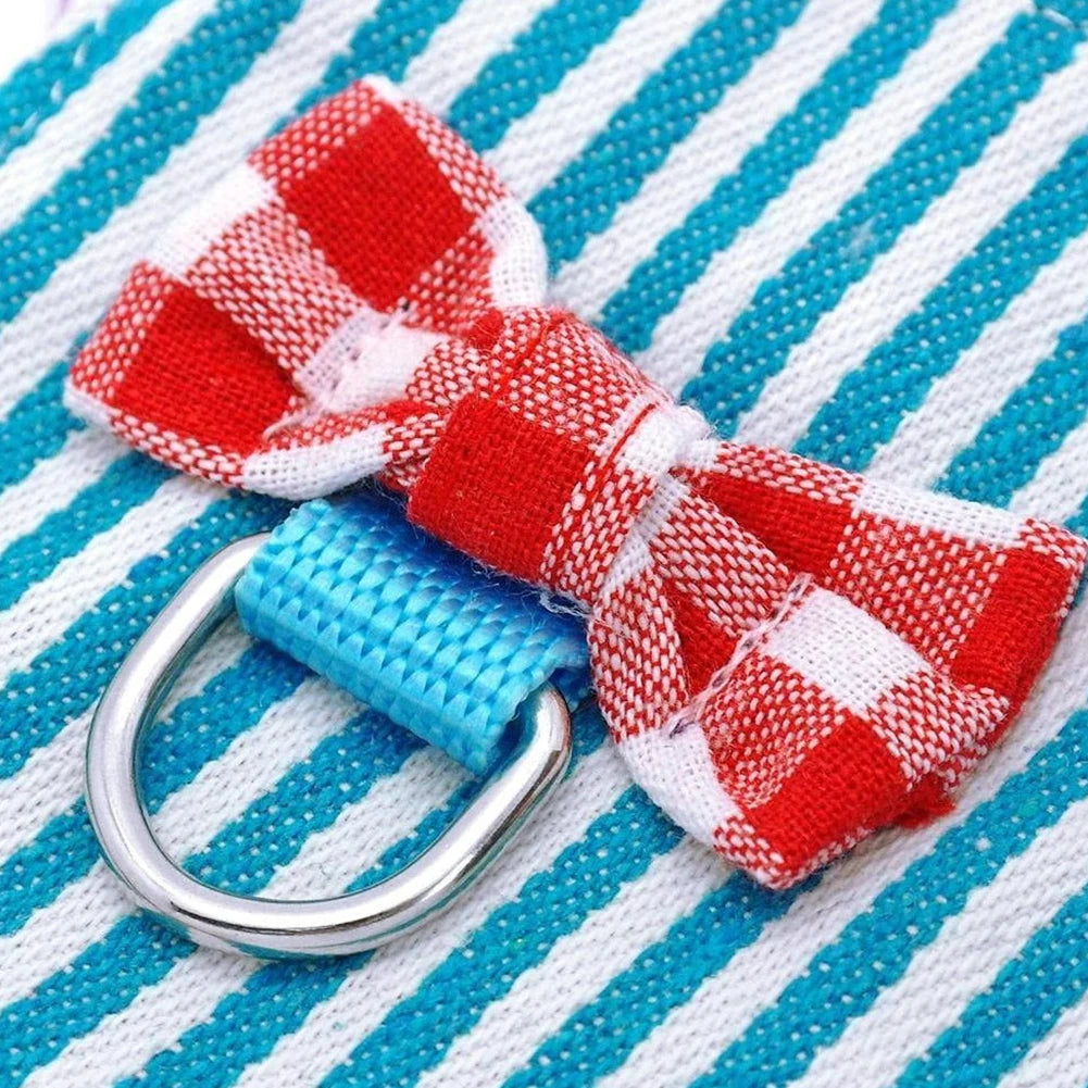 Small Pet Bowknot Vest Harness Adjustable Anti Escape Rabbit Hamster Ferret Safe Nylon Outdoor Going Out