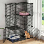 3-Tier Cat Cage & Playpen — Foldable Indoor Enclosure with Ladders