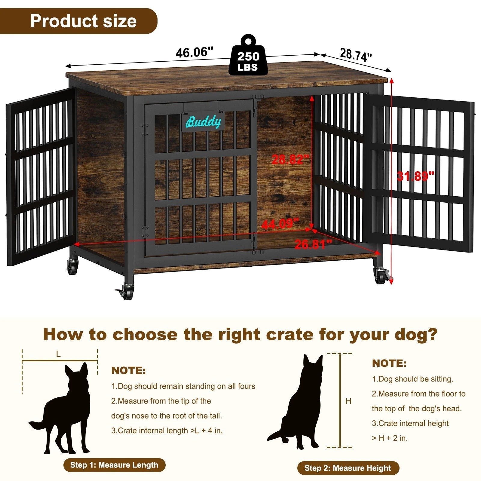 Dog Crate Furniture with Casters