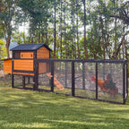 Large Wooden Chicken Coop with Nesting Boxes & Run Cage for 3-6 Chickens, Outdoor Hen House Poultry Hutch Rabbit Cage with No-Sl
