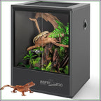 30 Gallon PVC Tall Reptile Tank, 18x18x24 Terrarium for Frog Lizard Gecko Chameleon Snake, Sliding Door & Top Screen Ventilation