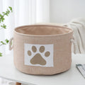 Dog Toy Basket Medium Round Dog Toy Storage with Handles Durable Paw Patch Bin Box for Organizing Pet Supplies Pet Toys Collars