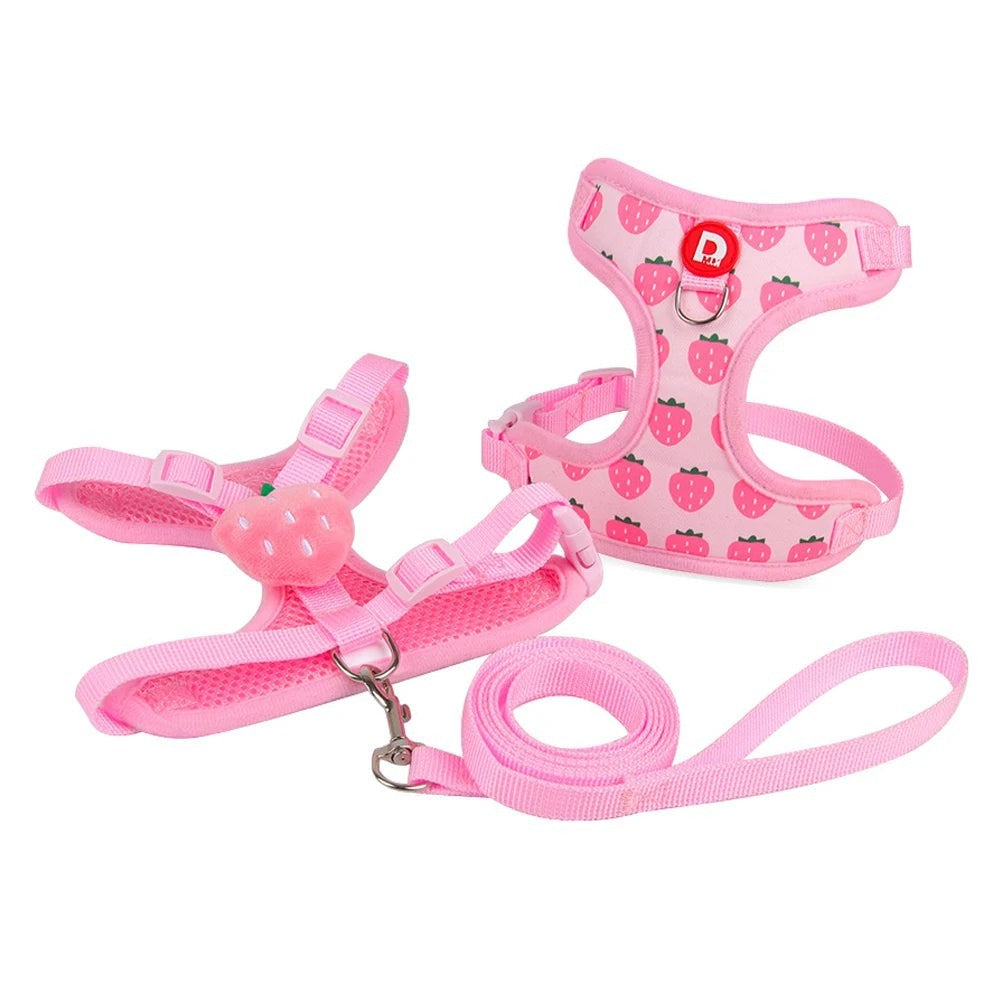 Mincy Pets Fruit Print Soft Harness & Leash Set product photo.