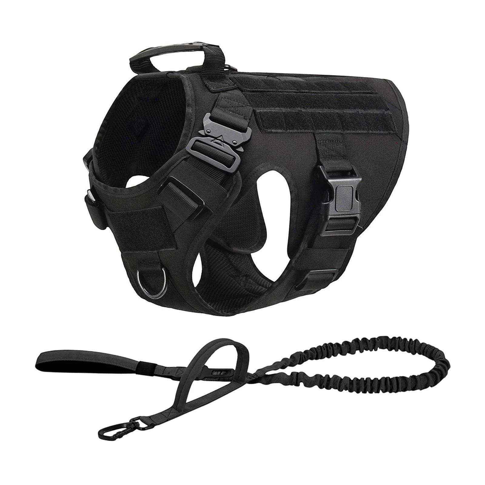 Mincy Pets Tactical Dog Harness with MOLLE Pouches & Leash product photo.