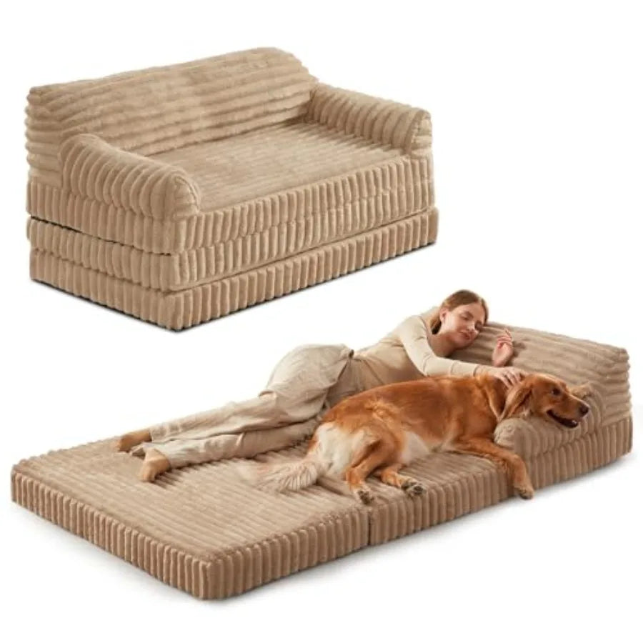 Foldable Human Dog Bed Orthopedic Egg-Crate Memory Foam Human Sized Dog Bed for Adult with Washable Removable Cover and Nonskid