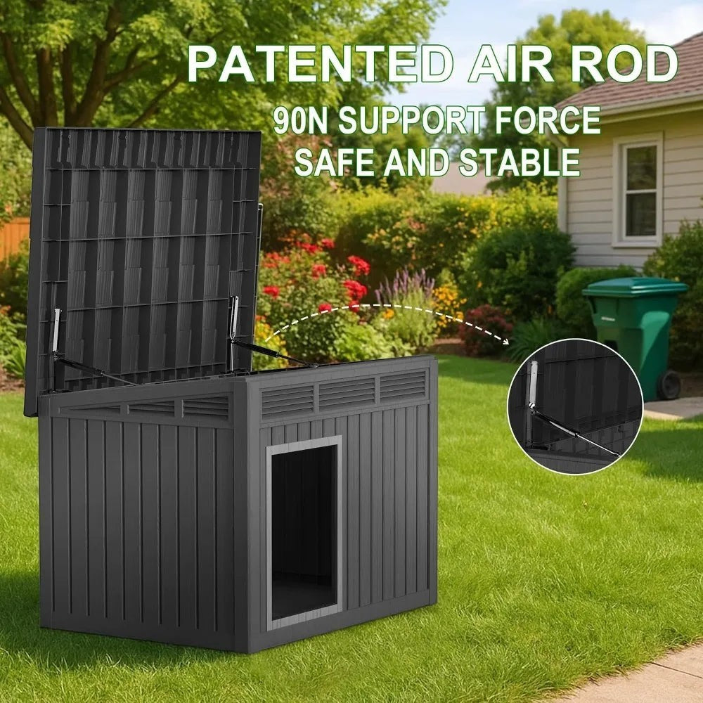 All-Weather Resin Dog House - Durable Outdoor Kennel for Backyard, Farm, Pasture