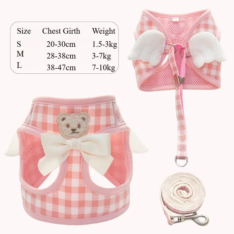 Mincy Pets Angel Wings Mesh Vest Harness & Leash Set product photo.