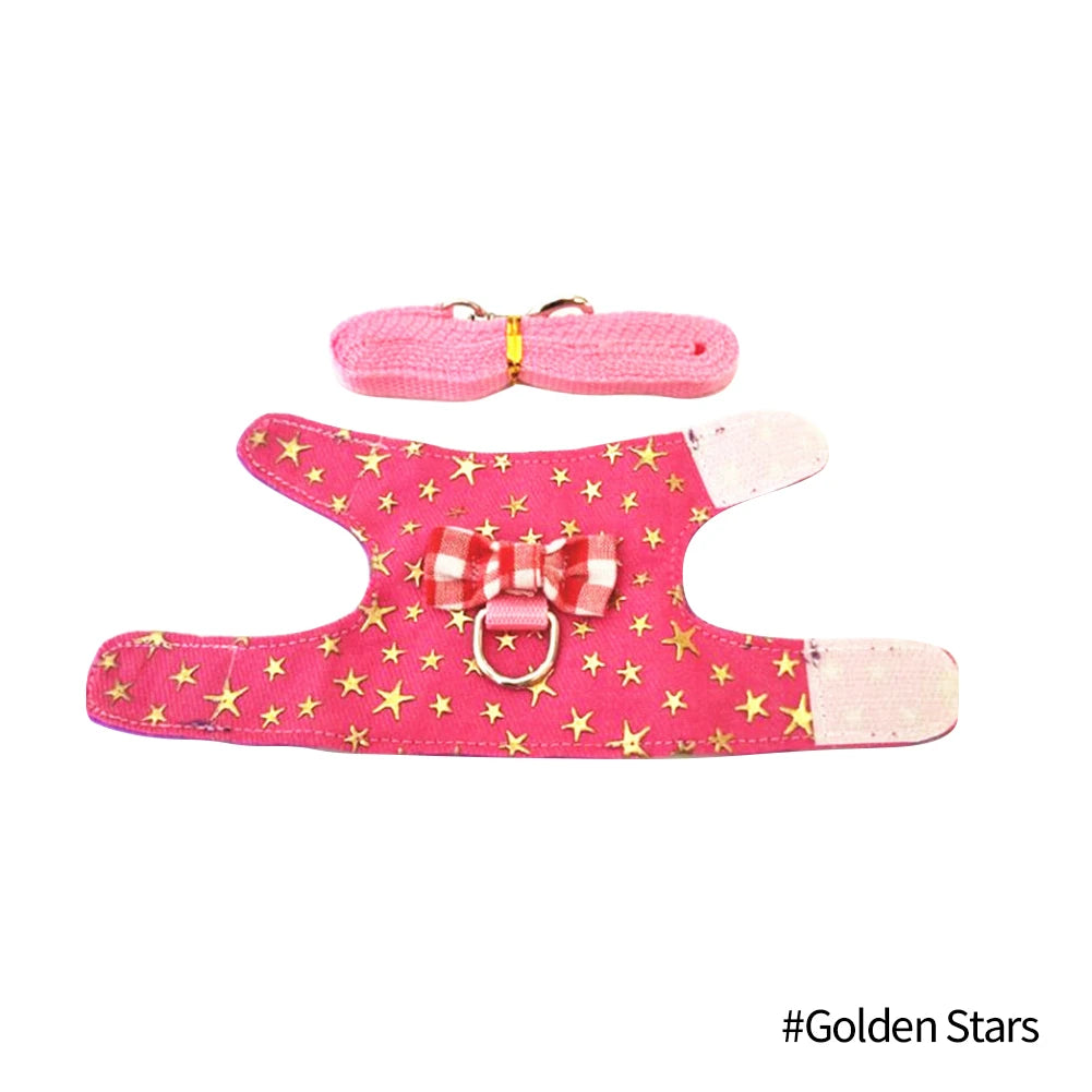 Small Pet Bowknot Vest Harness Adjustable Anti Escape Rabbit Hamster Ferret Safe Nylon Outdoor Going Out
