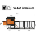 Large Wooden Chicken Coop with Nesting Boxes & Run Cage for 3-6 Chickens, Outdoor Hen House Poultry Hutch Rabbit Cage with No-Sl