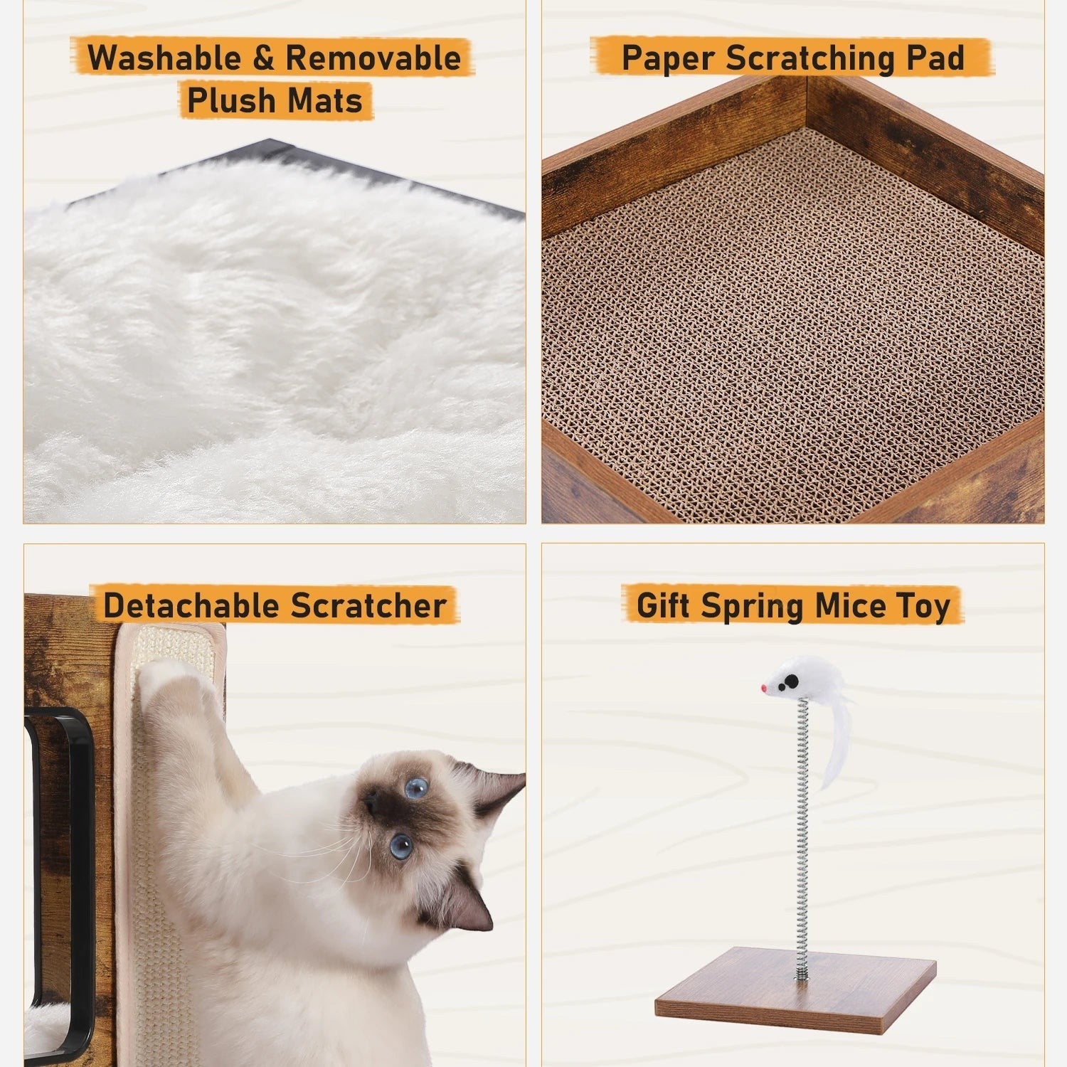 Mincy Pets Modern Wood Corner Cat Tree product photo.