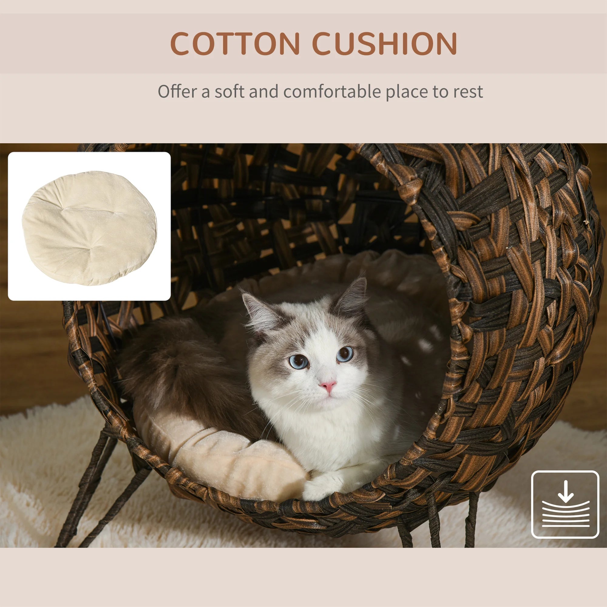 20.5" Hyacinth Cat House, Elevated for Comfort