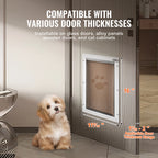 Pet Door Aluminum Frame with Lock and Flap System Weatherproof Doggy Door Easy to Install in Interior or Exterior Doors