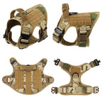 Tactical Dog Harness Heavy Duty Military No Pull Dog Harness Leash Set Adjustable Breathable Training Vest Comfort Top Handle Escape Proof for Large Dogs Malinois German Shepherd Outdoor Walking Hunting Camping Pet Accessory