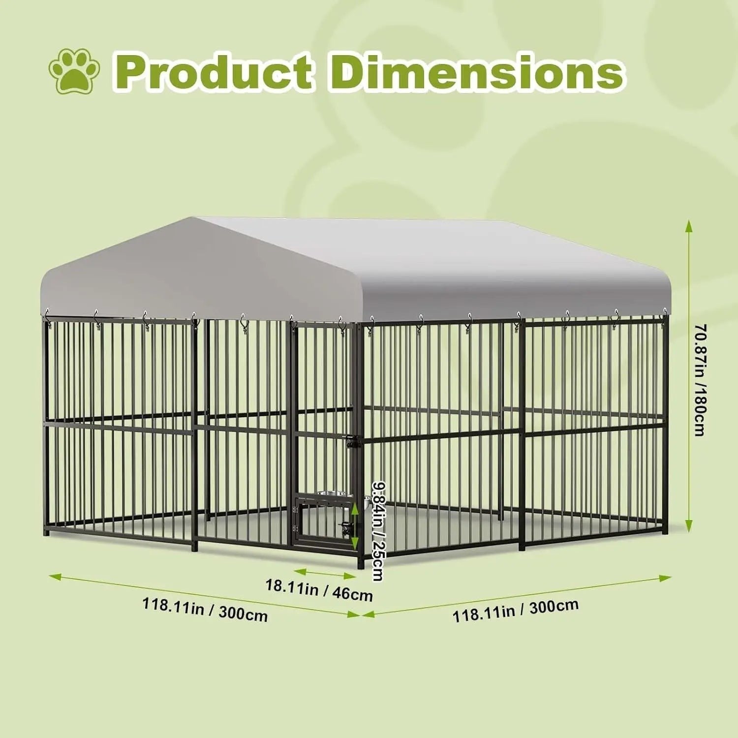 Outdoor Dog Kennel 10X10x6 FT Large & Medium Dogs Crate Enclosure with Waterproof UV-Resistant Cover Secure Lock Easy Assembly
