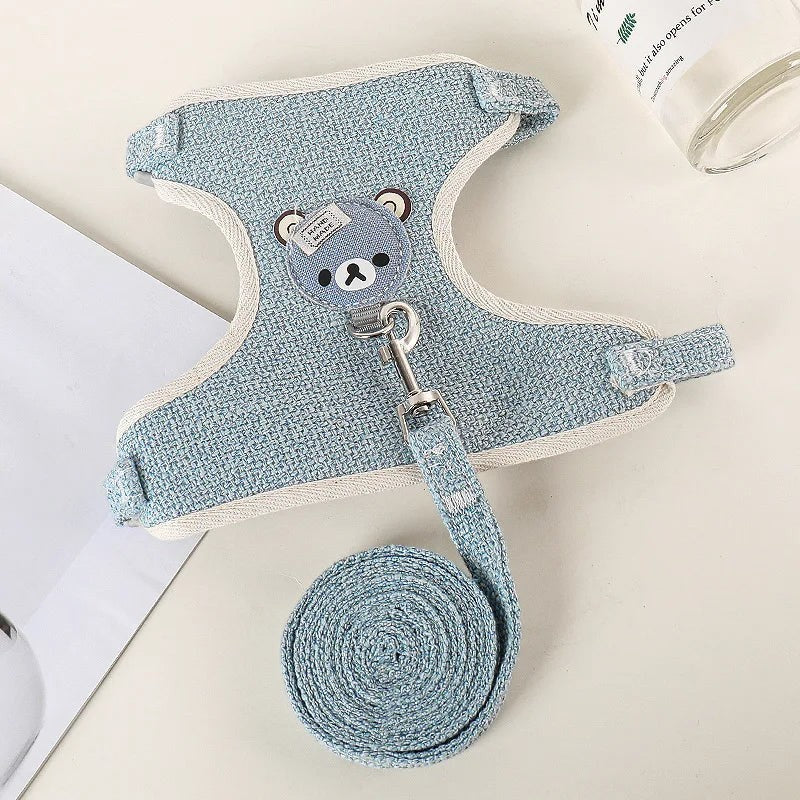 Mincy Pets Cartoon Print Rabbit & Cat Harness Leash Set product photo.