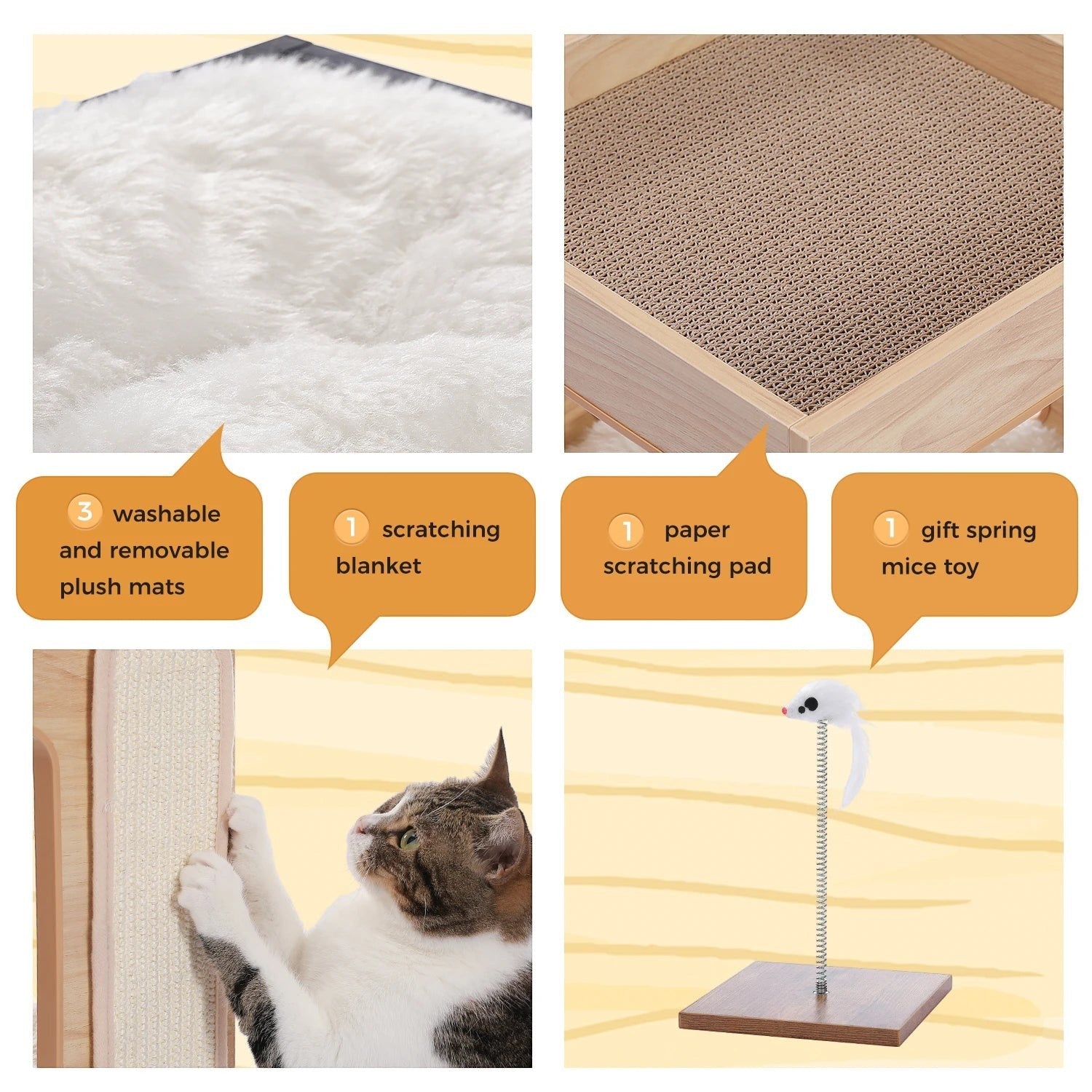 Mincy Pets Modern Wood Corner Cat Tree product photo.