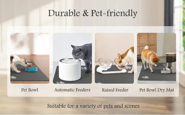 VIKAMA Diatomaceous Earth Pet Mat Waterproof, Non-Slip, Easy-Clean Bowl Mat Suitable for Cat and Dog Food and Water Bowls