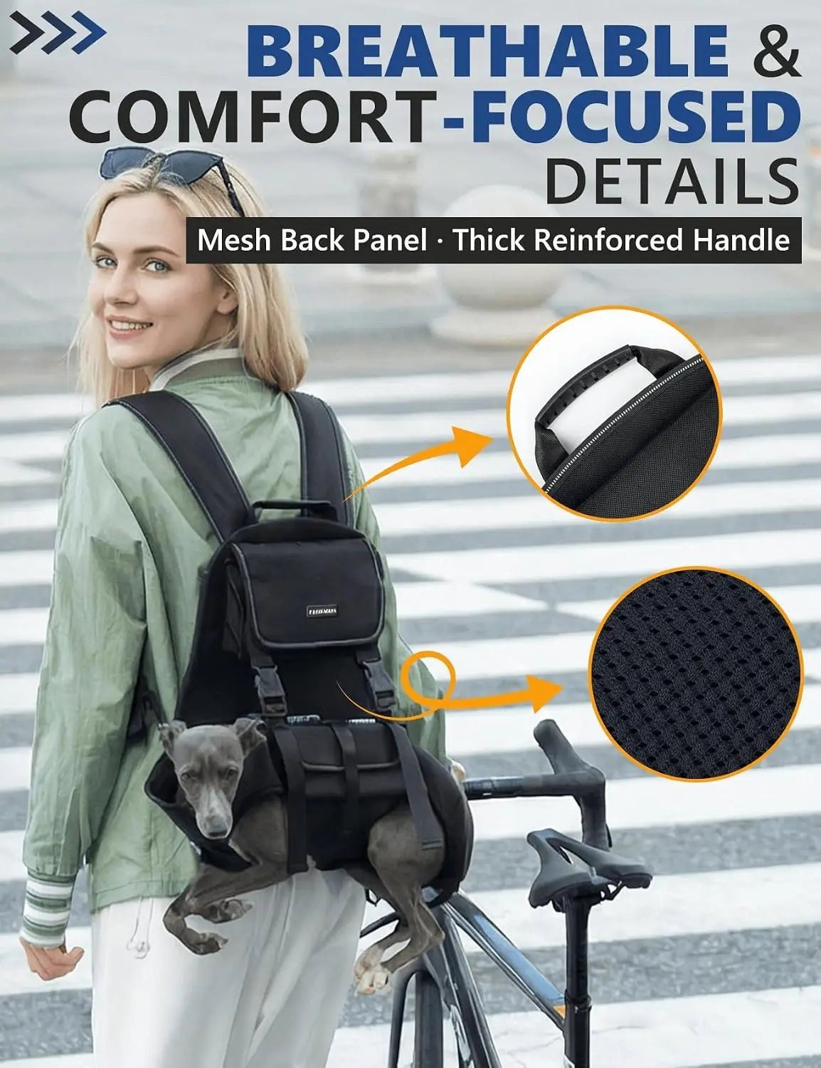 Dog Carrier Backpack for Medium to Large Dogs, Breathable Mesh, Adjustable Straps, Lightweight for Hiking & Travel