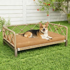 Indoor Wicker Dog Bed with Rattan Sofa, Cushion, and Pet Furniture - Brown, Large & Medium Sizes