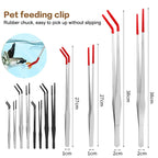 Stainless Steel Reptile Feeding Tongs With Rubber Tips Aquarium Aquarium Straight And Curved Tweezers Pet Feeding Accessories