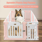 Portable 13-Panel Dog Playpen with Door, Non-Slip and Secure, Ideal for Puppy Play and Exercise (Pink & White)