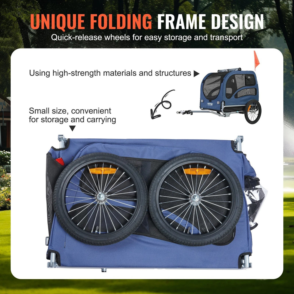 100lbs Pet Cart Bicycle Carrier Dog Bike Trailer with Coupler, Reflectors, Flag, Collapsible to Store for Dogs Travel