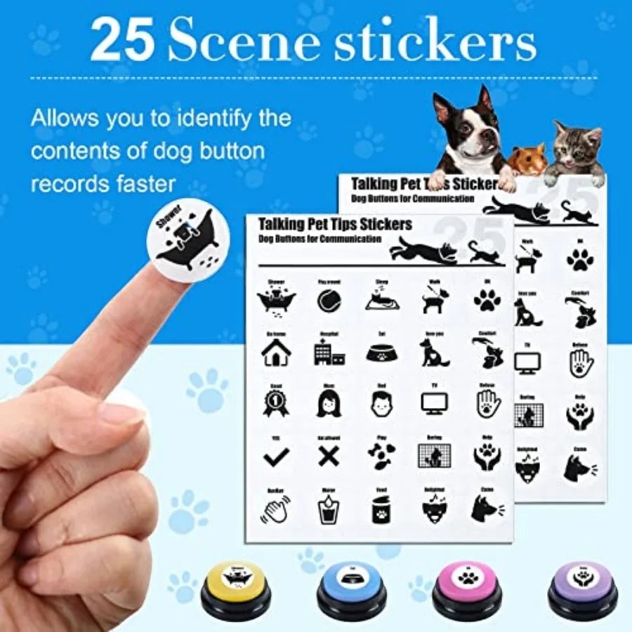 16 Pcs Voice Recordable Dog Buttons for Communication Pet Cat Talking Buttons with Stickers 30 Seconds Interactive Speech Train