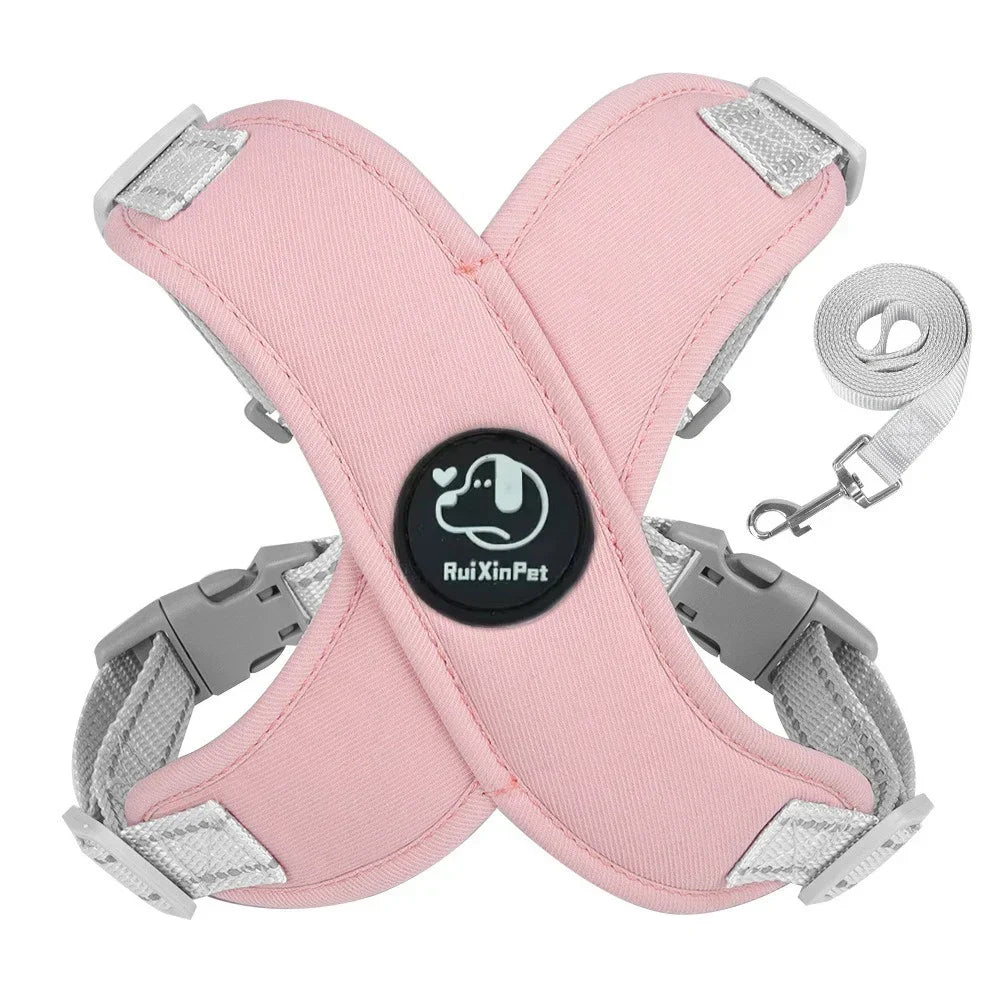 Dog Harness Leash Set Reflective Adjustable Pet Vest Harness with Metal D Ring Breathable Puppy Cat Walking Chest Strap Supplies