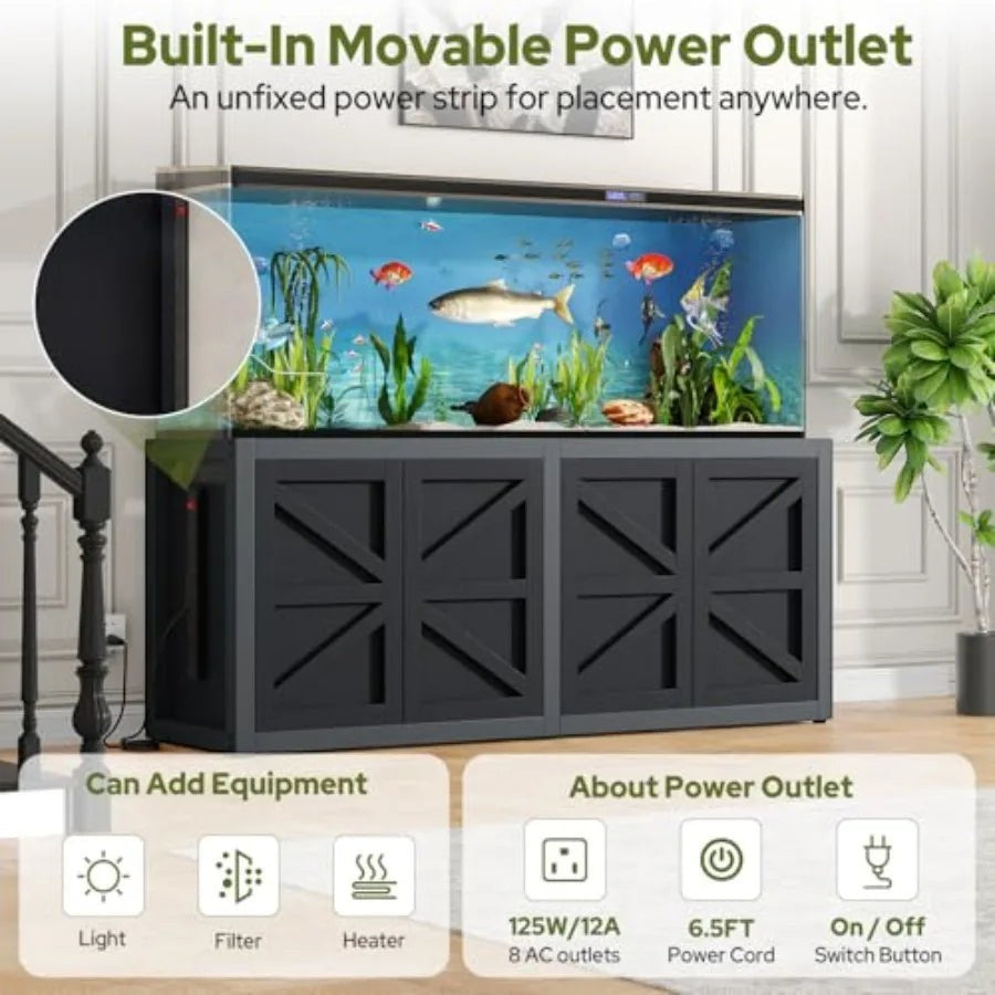 Fish Tank Stand with Power Outlet, 71"×18.9" Tabletop, 3500LBS, Fits 125/150 Volumns Aquariums, Capacity, Heavy Duty Aquarium S