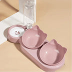 3-in-1 Ear Shaped Pet Feeding Bowl - Gravity Water Feeder Tilted Cat Bowl for Neck Care 1 Piece