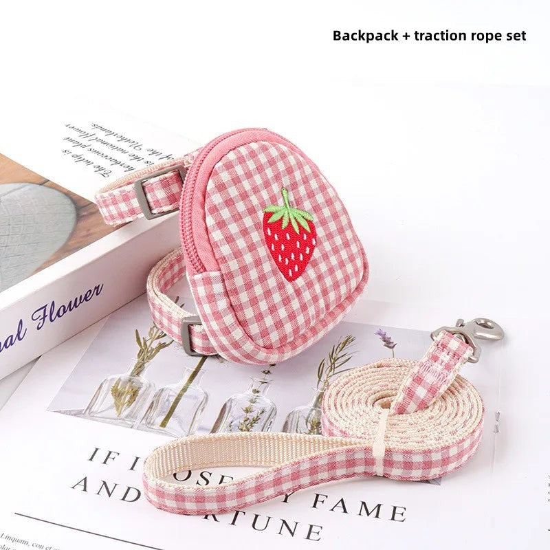 Cat Harness with Backpack Prevent Break Free Breathable Chest Strap Pet Traction Rope Set Teddy Mini Dog Walking Pet Supplies