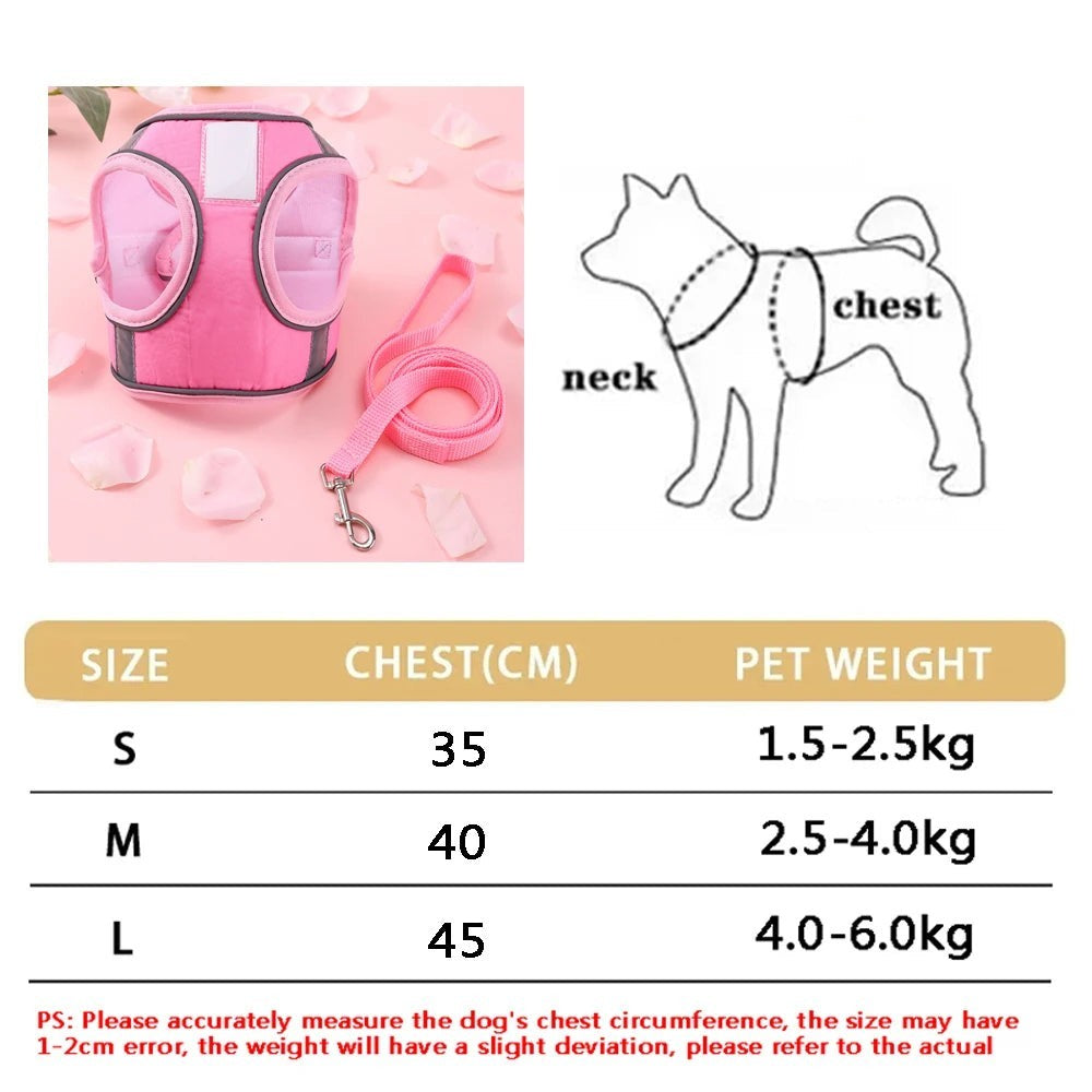 Mincy Pets Soft Adjustable Dog & Cat Vest Harness Set product photo.