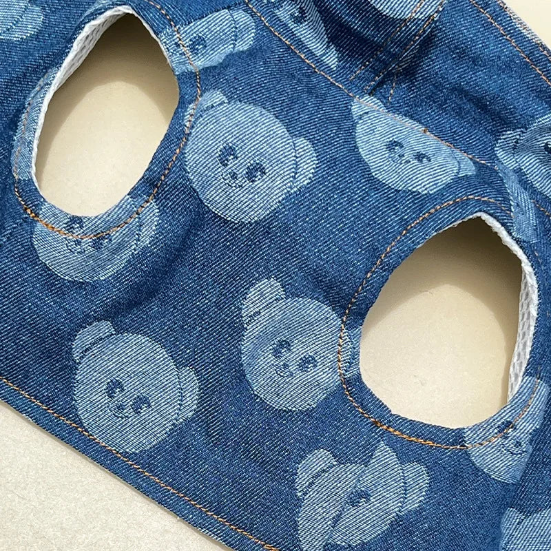 Denim Dog Harness and Lesh Set Pet Clothes Dog Chest Strap Traction Rope Cat Vest Harnesses Chihuahua Ragdoll Walking Supplies