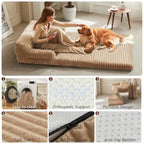Foldable Human Dog Bed Orthopedic Egg-Crate Memory Foam Human Sized Dog Bed for Adult with Washable Removable Cover and Nonskid