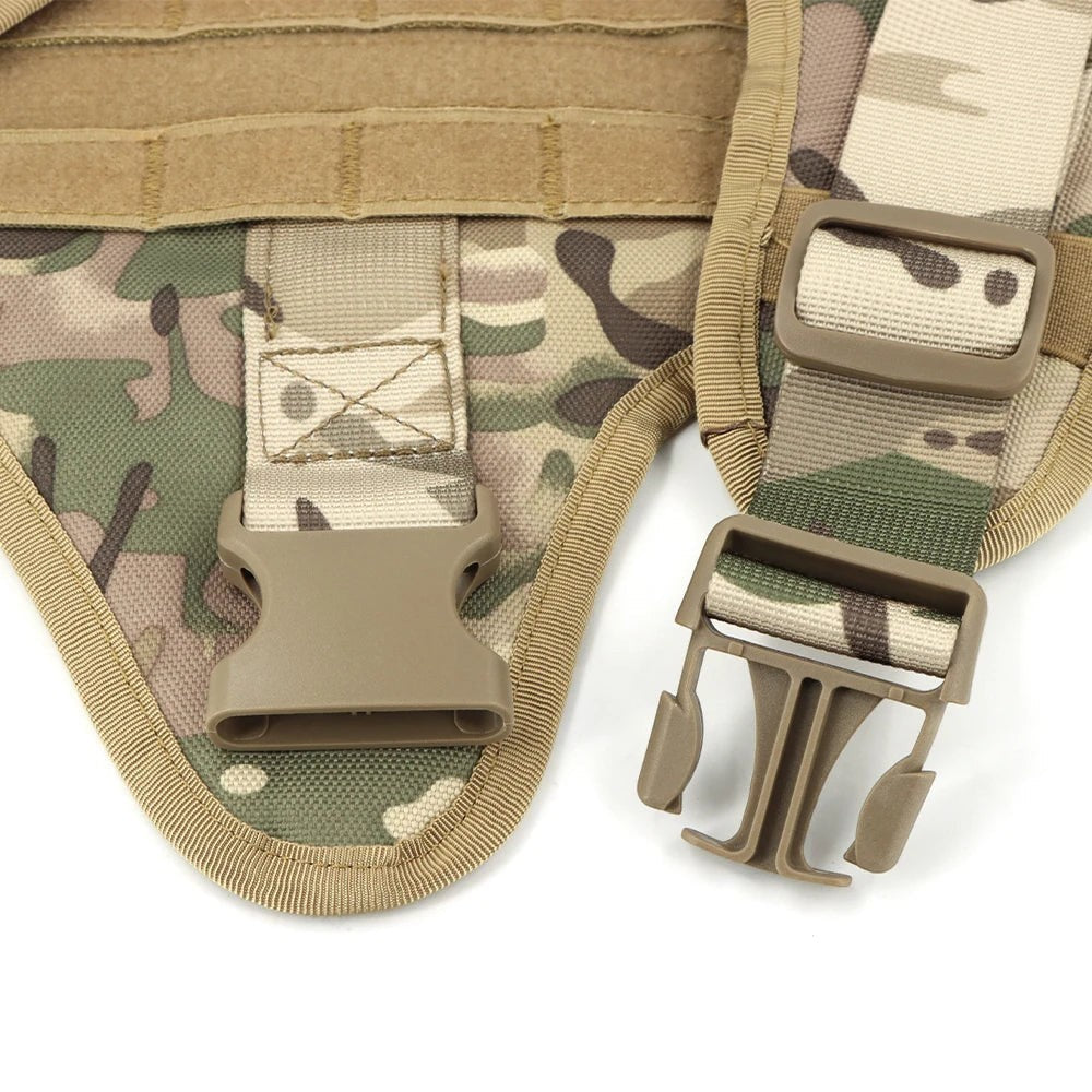 Tactical Dog Harness Heavy Duty Military No Pull Dog Harness Leash Set Adjustable Breathable Training Vest Comfort Top Handle Escape Proof for Large Dogs Malinois German Shepherd Outdoor Walking Hunting Camping Pet Accessory