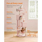 Tall Multi Level Cat Tree Condo with Scratching Posts Perches Caves Hammock and Toys