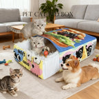 BOOTEELY Cartoon Hamburger Black Cat Snack Box Plush Cat Bed Spacious Cozy Pet Nest For Cats' Comfortable Rest With Cute Design