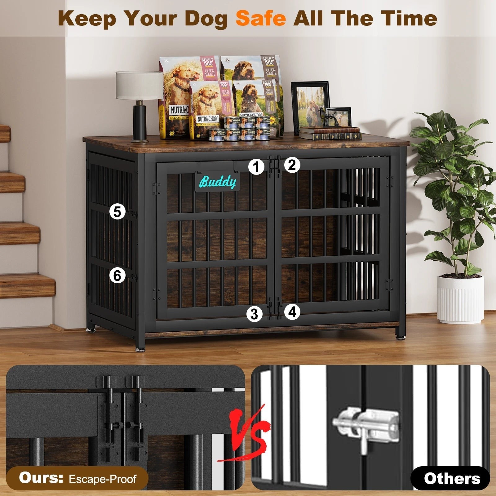 Dog Crate Furniture with Casters